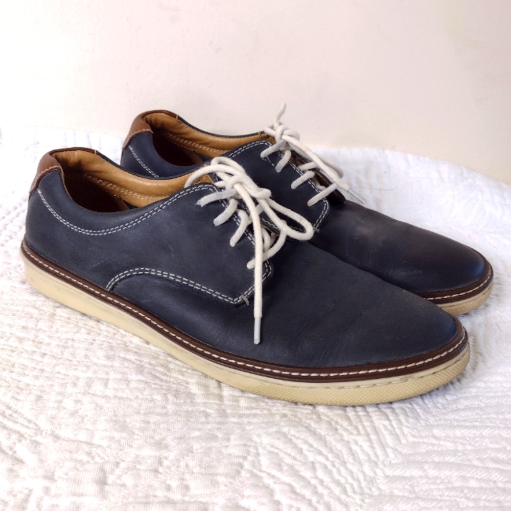 Johnston & Murphy McGuffey Men's Leather Sneaker Size 9 Navy Blue